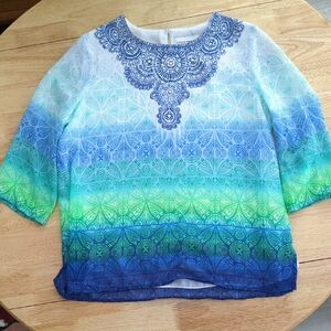 Alfred Dunner Blue and Green Ombre Blouse